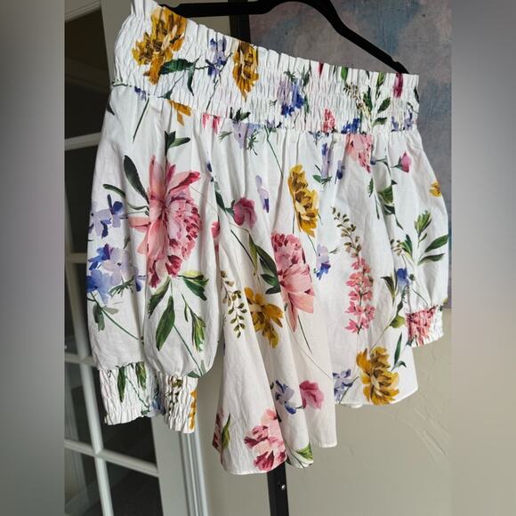 Generation Love Peony Cotton Poplin Smocked Off Shoulder Blouse Shirt Size Small - Picture 2 of 4